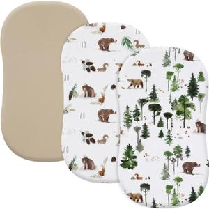 david's kids 3 Pack Bassinet Sheets, Ultra Soft Breathable Comfortable Baby Sheet Set for Boys Girls Neutral, Univeral Fit for Most Cradle and Bassinet Mattress, Woodland Animals