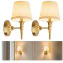 Cordless LED Wall Sconces Set of 2, Rechargeable Battery Operated Dimmable Wall Lighting for Bedroom Living Room Hallway (Gold