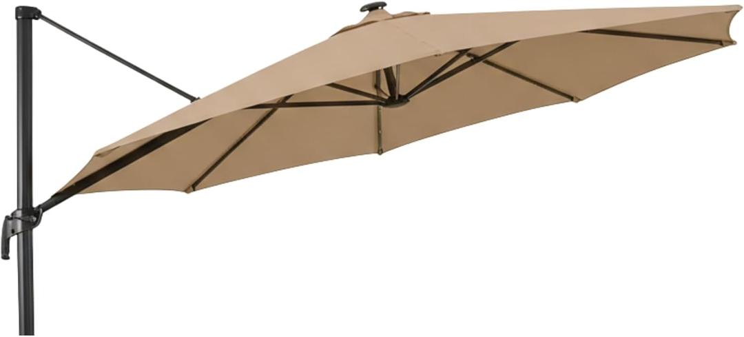 Garden Winds Heavy Duty Reinforced RipLock 500 Replacement Canopy Top Cover Compatible with Everhome 11' Offset Solar Umbrella Models 69745277, 69745276, 69745278, 69745279 - Beige