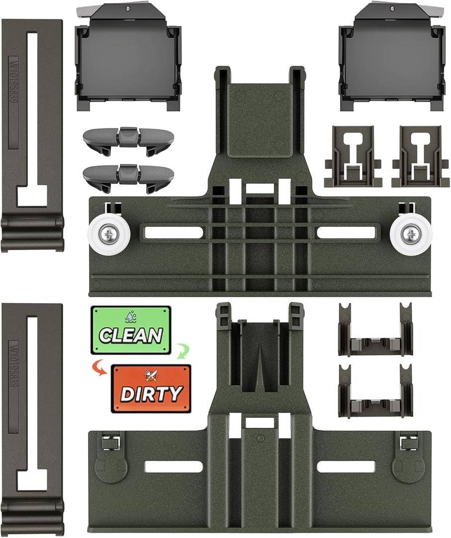 UPGRADED W10350375 Dishwasher Top Rack Parts & W10320664/5 Housing for Kenmore Whirlpool Dishwasher Parts WDT730PAHZ0 WDT750SAHZ0 WDTA50SAHZ0 WDT970SAHZ0 Upper Rack Parts,13 Pack