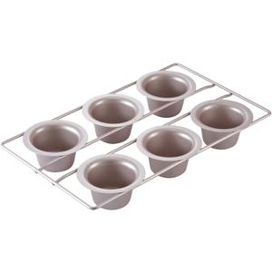 CHEFMADE Popover Cake Pan, 6-Cavity Non-Stick Yorkshire Muffin Cupcake Pan Bakeware for Oven Baking (Champagne Gold)