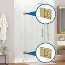 180 Degree Brass Glass Shower Door Hinges, Heavy Duty Brushed Gold Glass Door Hinge for Bathroom, 1 PCS Round Brass Shower Door Hinges for 5/16" to 1/2" Frameless Shower Door