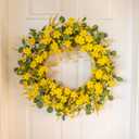 J'FLORU Artificial Large Spring Wreath 28 Inch Summer Wreaths for Front Door Yellow Daisy Wreath for Indoor Outdoor Home Decor and Easter Celebration