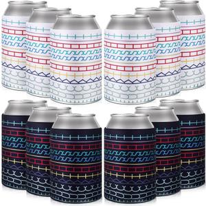 24 Packs Hidden Swear Word Cup Cooler Sleeve 12oz Standard Funny Hidden Swear Message Scalloped Cup Cooler Covers Beer Can Sleeves Coolers Holder Insulated Neoprene for Beverages Bottle