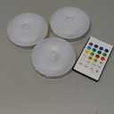 EZVALO Under Cabinet Lighting,1000mAh Rechargeable Puck Lights with Remote,3 Color Temps & 12 RGB Motion Sensor Closet Lights Indoor,Dimmable Under Cabinet Lights for Kitchen,Cabinets,Closet (3 Packs) (White)