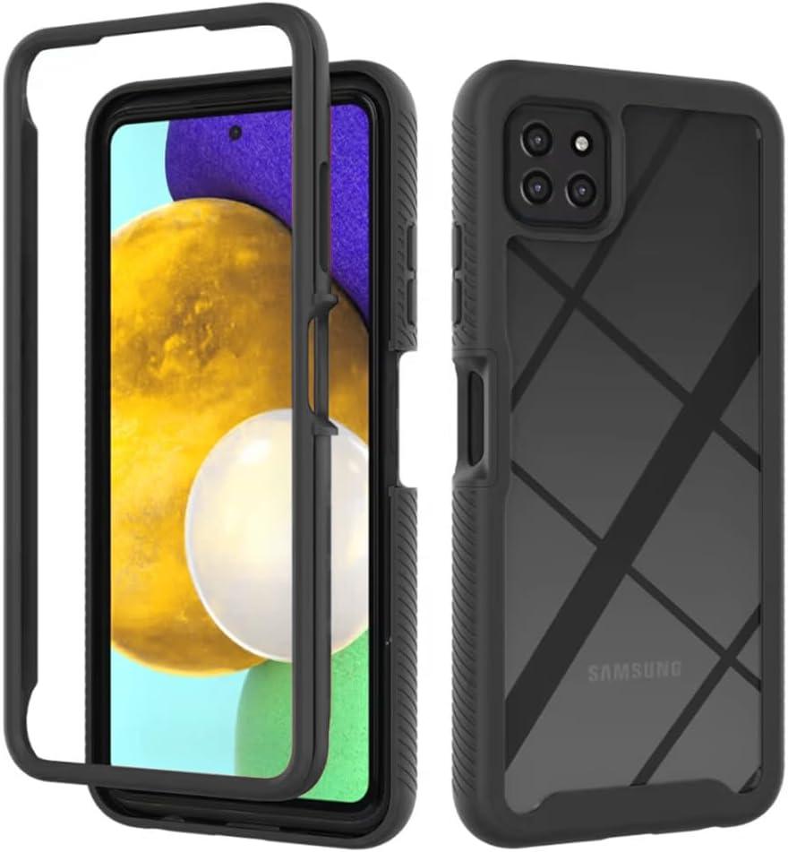 for Samsung Galaxy A22 5G Case Hybrid Drop Protection Clear Case Heavy Duty Hard Rugged Anti-Slip Bumper Anti-Scratch Armor Protective Phone Cover Black
