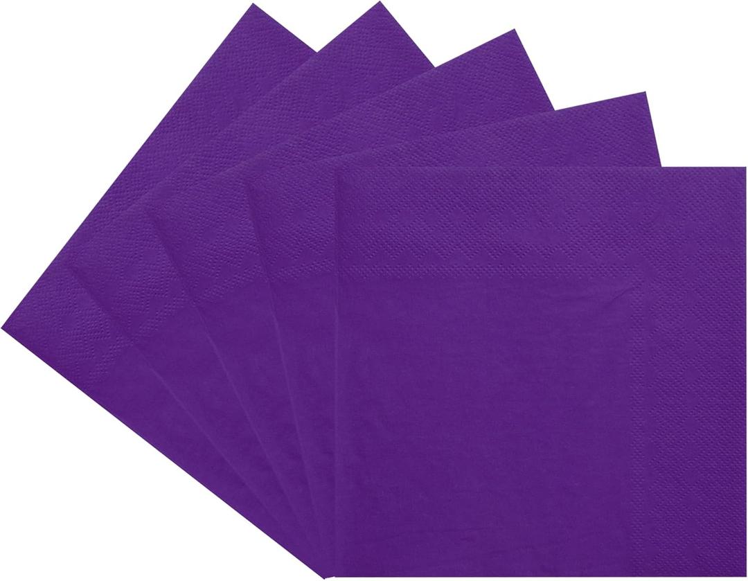 150 Pcs Purple Cocktail Napkins - Double-Ply 6.5x6.5 Inch Disposable Paper Napkins, Lunch and Dinner, Easter, Christmas, Weddings, Parties | Purple Bulk Holiday Decorative Napkins