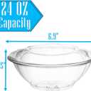 Mr Miracle Clear 24 Ounce Plastic Salad Bowls with Snap-On Lids. 50 Pack. Airtight Disposable Salad Containers for Lunch, Meal Prep, Parties. Ideal as Disposable Salad Bowls with Lids