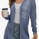 GRECERELLE Women's Lightweight Crochet Long Sleeve Loose Casual Open Front Cardigan Drape Sweaters Boho Summer Beach Coverups
XL