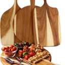 3 PACK Wood Charcuterie Cheese Board Set, Acacia Wooden Cutting Serving Board with Handle for Pizza Meat Fruit Bread Vegetables, Decorative Chopping Blocks