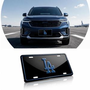 Black 3D Embossed License Plate Tag for DodgersFront Decoration License Plates with 4 Holes