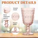Rtteri 12 Pcs Vintage Glass Goblet Stemmed Wine Glasses Bulks 10 oz Wine Glasses Set High Clear Glassware for Juice Liquor Party Wedding Bars Restaurants Romantic Embossed (Flesh Pink)