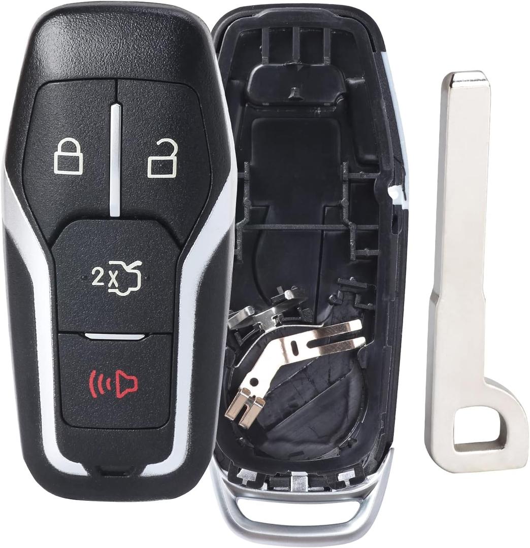 Remote Key Fob Case Shell Cover for Ford Edge/Explorer/Fusion/Mustang for Lincoln MKC/MKX(FCC ID:M3N-A2C31243300 P/N:164-R8108) 4 Buttons,Just A Key Shell Black