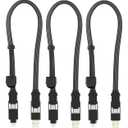Rolling Square inCharge XL 6-in-1 Multi Charging Cable, (3X Pack) Portable USB and USB-C Cable 100W Ultra-Fast Charging, 1 Ft/0.3m, Black