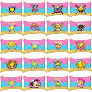 Shinylin 20 Pcs Ice Cream Drip Softball Makeup Bags for Women Team Gifts Softball Ice Cream Drip Print Cosmetic Bag Bulk Sport Themed Wrap Team Birthday Party Favors