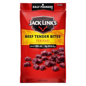Jack Link's Beef Tender Bites, Teriyaki, Half Pounder Bag - Flavorful Meat Protein Snacks for Lunches, 10g of Protein and 70 Calories per Serving, Made with 100% Beef