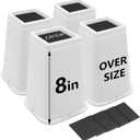 White Bed Risers 8 Inch Heavy Duty, 4 Pack Furniture Risers for Dorm Twin XL Sofa Couch Table Desk Cabinet Bed Frame, Black Bed Lifts Risers