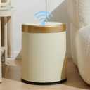 URALFA 3.7 Gallon Motion Sensor Bathroom Trash Can with LidAutomatic Waterproof Touchless Garbage Can, Smart Plastic Trash Bins Suitable for Toilet, Office, Bedroom, Kitchen (Cream White)