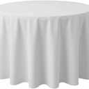 Surmente White Tablecloth for Round Tables, 90-inch Round Table Cloths for Weddings, Banquets, or Restaurants