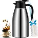 68oz Coffee Carafe Airpot Insulated Coffee Thermos Urn Stainless Steel Vacuum Thermal Pot Flask for Coffee, Hot Water, Tea, Hot Beverage - Keep 12 Hours Hot, 24 Hours Cold (Silver)