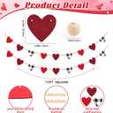 Valentine's Day Garland, 2 Packs Red Pink Heart Felt & Wood Bead Banner, 7.5 FT Heart Garland for Home Fireplace Mantel Shelf Wall, Wedding Anniversary Party Proposal Decorations (REDBLACK)