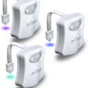 Toilet Light Motion Sensor Activated 16 Colors Changing, 3 Pack LED Toilet Seat Lights Inside Glow Bowl, Smart Bathroom Night Light Cool Funny Christmas White Elephant Gag Gifts Dad Mom Boy Men Unisex