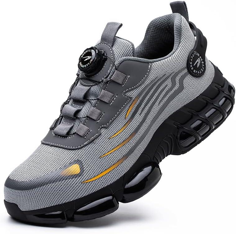 Steel Toe Work Sneakers for Men Women Lightweight Comfortable Industrial & Construction Work Safety Shoes (Gray) 38