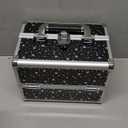 Joligrace Makeup Train Case Portable Cosmetic Box 2 Trays with Mirror Lockable for Makeup Nail Tech and Beauticians Traveling Makeup Storage Organizer - Black Star