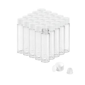 20ml Clear Glass Vials with Screw Caps and Plastic Stoppers, Small Liquid Sample Vial, Leak-Proof Vial, 25PCS(White Cap)