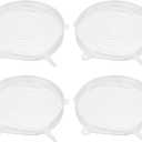 UXCELL Silicone Stretch Lids, 4 Pack - 6.5" Round Container & Bowl Covers, Reusable Silicone Lids for Cups, Bowls & Food, White