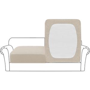 Flamingo P Large Couch Cushion Covers 2 Piece Set Sofa Seat Slipcovers for Deep Oversized Cushions with Elastic Bottom Furniture Protector for Pets & Kids, 2 Seat XL Cushion Cover, Biscotti Beige
