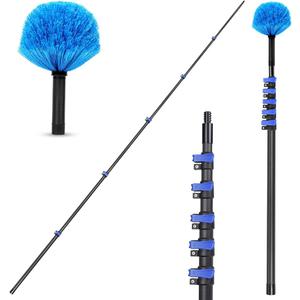 4.7-24 FT Cobweb Duster with Carbon Fiber Extension Pole, 24 Foot High Reach Ceiling Cleaner Tool, Spider Web Brush with Pole 24 Ft 