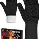 BBQ Oven Gloves 1472 Heat Resistant Oven Mitts Silicone Non-Slip Cooking Gloves for Barbecue, Grilling, Baking, Welding, Smoker (A Pair) (Black)