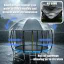16FT Dome Trampolines Canopy Cover, Heavy Duty 600D Oxford Cloth, Grey Curved Roof Design Prevents Water Pooling（Only Cover (16Ft)