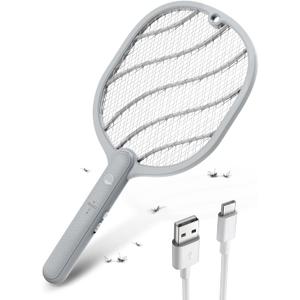 Mosiller Electric Fly Swatter, 3800V Handheld Bug Zapper Racket, Type-C Rechargeable, Mosquito Zapper for Indoor Outdoor, 3-Layer Safety Mesh, Easy to Use, Lightweight (Basic 1 Pack)
