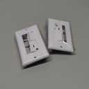 Maxxima Combination Rocker Light Switch and Outlet - Single Pole White Decor Combo Style Receptacle, Wall Plates Included, UL Listed, 15A / 120V AC - 2 Pack