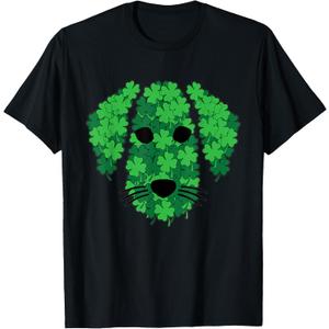 Shamrock Dog Face St Patricks Day Cute Puppy Doggie Clover T-Shirt, Large