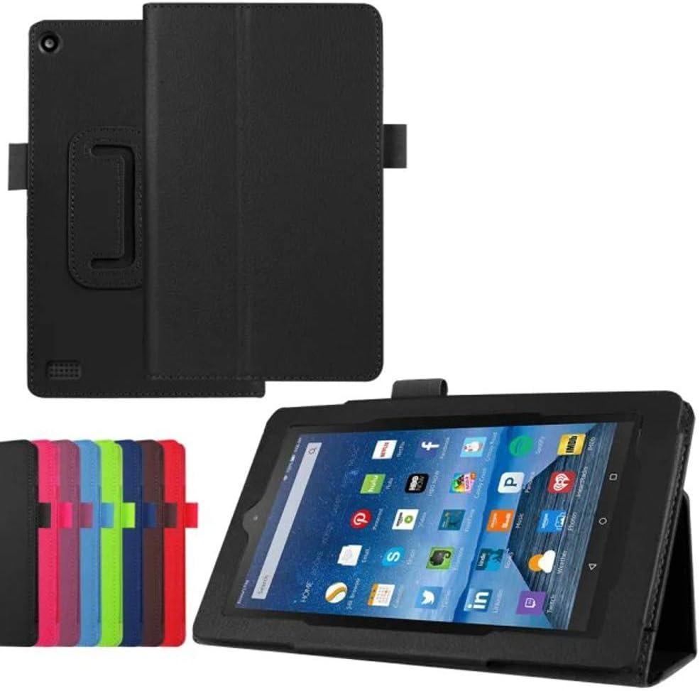 Luxury Folio Stand PU Leather Case Cover For Amazon Kindle New Fire 7 2019 2017 SR043KL 2015 HD7 SV98LN 7" (5th 7th 9th Generation, 2015 2017 2019 Release) (Black)