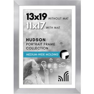 Americanflat 13x19 Poster Frame - Matted to 11x17 - Silver