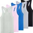 Real Essentials 5-Pack Women's Racerback Tank Top Dry-Fit Athletic Performance Yoga Activewear (XX-Large)