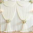 50ft x 10ft Wrinkle Free Ivory Wedding Backdrop Curtains for Party Bridal Shower Reception Decorations Ivory Fabric Curtain Backdrops Drapes for Photography Baby Shower Birthday Background