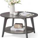 VASAGLE Round Coffee Table, 2 Tier Coffee Table with Storage, for Living Room, 31.5 x 17.7 Inches, Easy to Assemble, Misty Gray ULCT243G68
