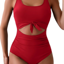 Eomenie Women's One Piece Swimsuit Tummy Control Slimming Bathing Suit Cutout Tie Knot Swimwear, Size (S).