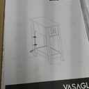 VASAGLE Farmhouse End Table with Storage Drawer, Narrow Side Table with Charging Station, Nightstand, Easy Assembly, for Living Room, Bedroom, Honey Brown and Rustic White ULET328W01