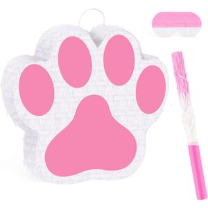 Small Dog Paw Pinata Puppy Pinata with Stick & Blindfold, Animal Themed Birthday Decor for Puppy Birthday, Party Supplies
