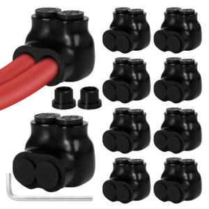 10 Pcs 2 Port Insulated Multi Cable Connectors 2-14 AWG Aluminum to Copper Wire Connector Single Sided Entry Multi Cable Connector with Slotted Allen Hex, UL Liste