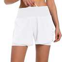 Ksmien Women's 2 in 1 Running Shorts - Lightweight Athletic Workout Gym Yoga Shorts Liner with Phone Pockets, M