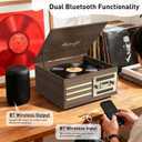Vinyl Record Player 10-in-1 Music Center Turntable Built-in Speakers Support 3 Speed BT Wireless Input/Output AM/FM Radio CD Cassette Tape Player Aux RCA Auto Stop Vinyl Recording to USB/TF Card Brown