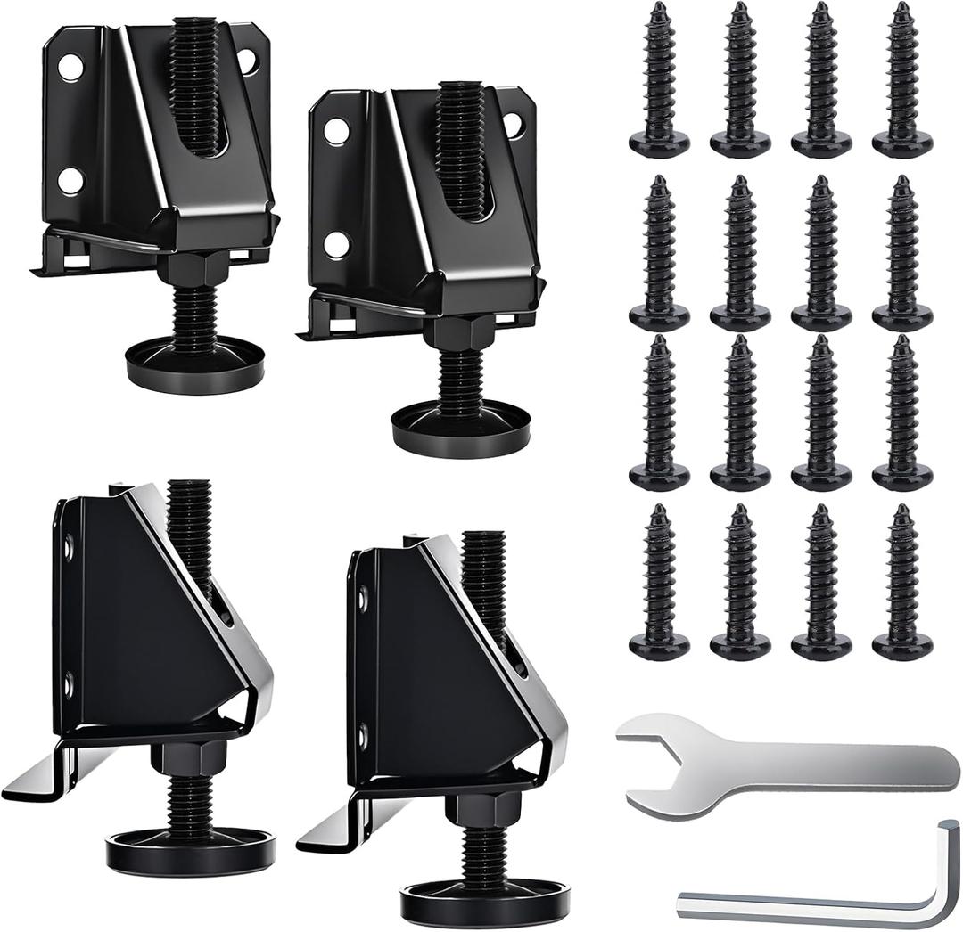 Heavy Duty Leveling Feet, 4 Pack Adjustable Furniture Levelers with 1320LB Capacity, 2" Height Adjustment, No-Flip Furniture Installation  Hex Nut Design for Flawless Leveling (Black)
