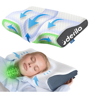 Derila Cervical Queen Size Pillow for Sleeping - Support Pillow for Side, Back, Stomach Sleepers - Contour Best Bed Pillows for Sleeping